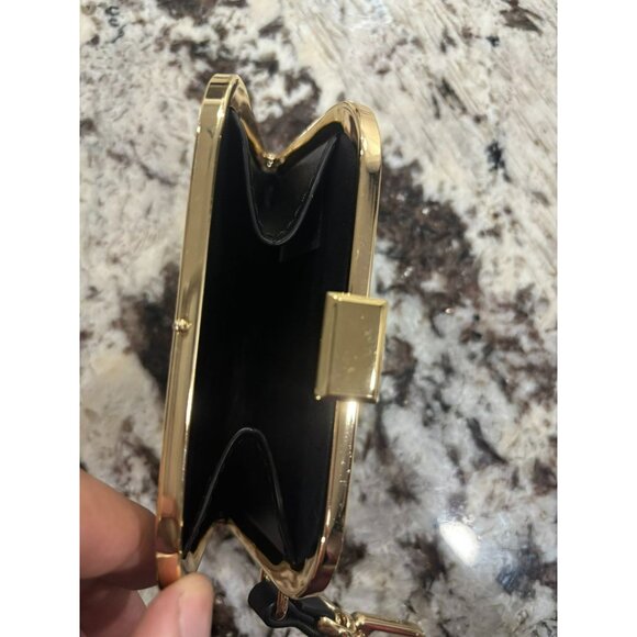 Calvin Klein Monogrammed Coin Purse With Gold Frame & Keychain Clip - Picture 4 of 4